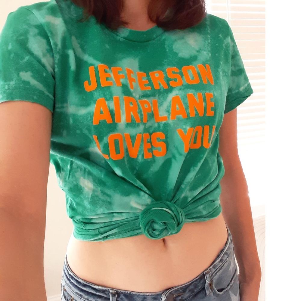Custom Bleached Jefferson Airplane Band T Shirt